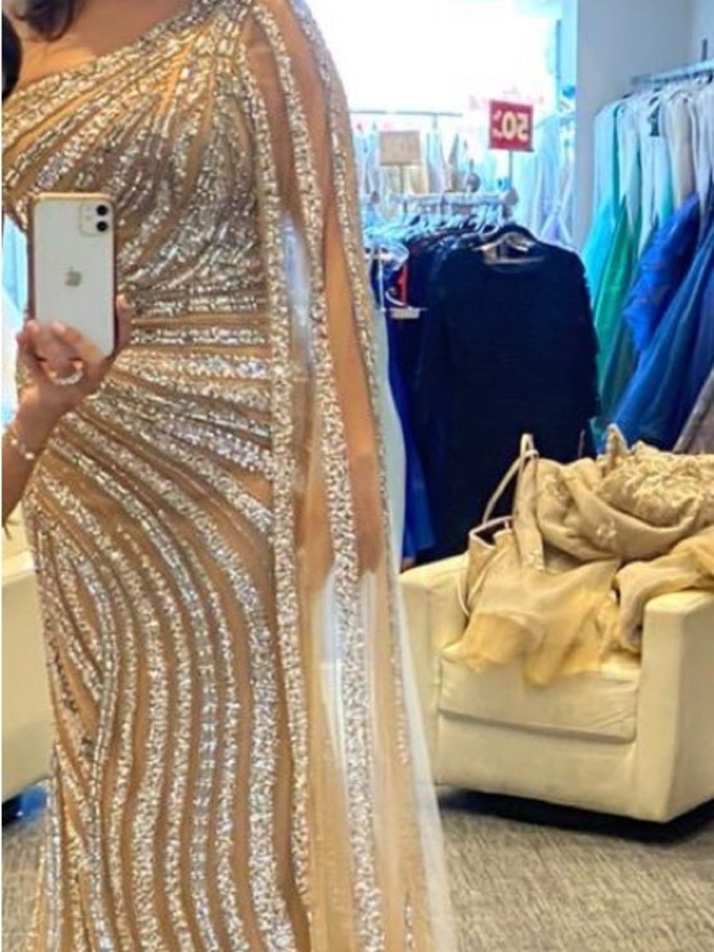 Sequin Embellished Nude Evening Gown
Terani brand for Mother of the bride
